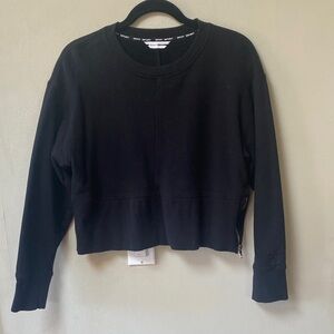 DKYM Women's Black Cropped Sweatshirt with zipper side. Edgy and cute! Size M